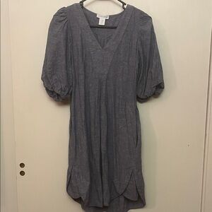 Cynthia Rowley Linen Combo chambray Midi Dress with pockets size XS